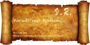 Varsányi Rodion névjegykártya